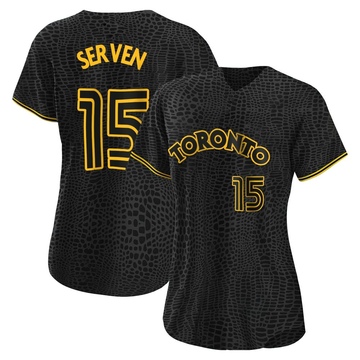 Authentic Brian Serven Women's Toronto Blue Jays Black Snake Skin City Jersey