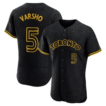 Authentic Daulton Varsho Men's Toronto Blue Jays Black Snake Skin City Jersey