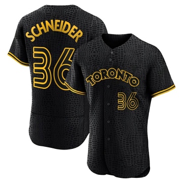 Authentic Davis Schneider Men's Toronto Blue Jays Black Snake Skin City Jersey