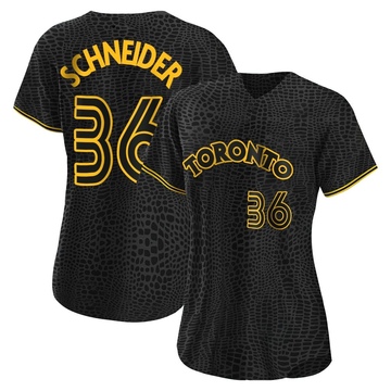Authentic Davis Schneider Women's Toronto Blue Jays Black Snake Skin City Jersey