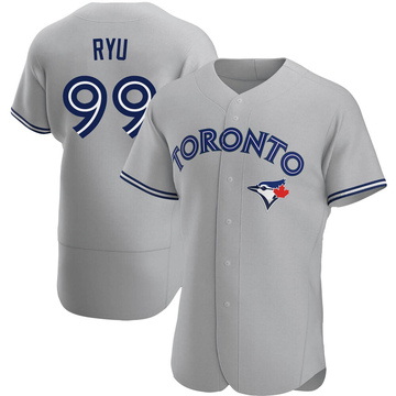 Authentic Hyun Jin Ryu Men's Toronto Blue Jays Gray Road Jersey