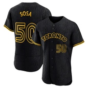 Authentic Lenyn Sosa Men's Toronto Blue Jays Black Snake Skin City Jersey
