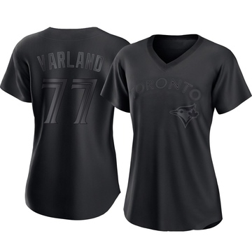 Authentic Louis Varland Women's Toronto Blue Jays Black Pitch Fashion Jersey