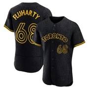 Authentic Mason Fluharty Men's Toronto Blue Jays Black Snake Skin City Jersey