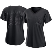 Authentic Mason Fluharty Women's Toronto Blue Jays Black Pitch Fashion Jersey