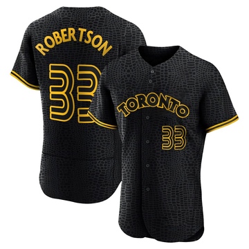 Authentic Nick Robertson Men's Toronto Blue Jays Black Snake Skin City Jersey