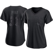 Authentic Robinson Pina Women's Toronto Blue Jays Black Pitch Fashion Jersey