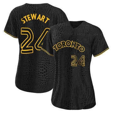 Authentic Shannon Stewart Women's Toronto Blue Jays Black Snake Skin City Jersey