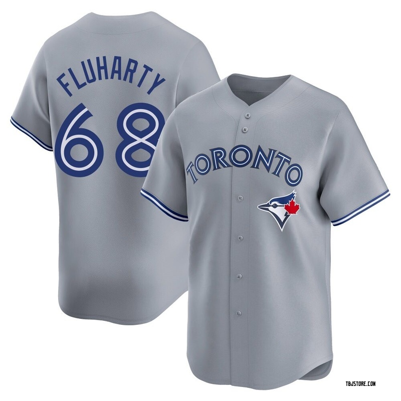 Limited Mason Fluharty Men's Toronto Blue Jays Gray Away Jersey
