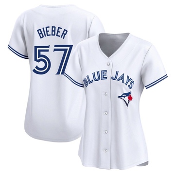 Limited Shane Bieber Women's Toronto Blue Jays White Home Jersey