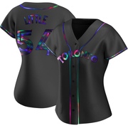 Replica Brendon Little Women's Toronto Blue Jays Black Holographic Alternate Jersey