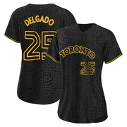 Replica Carlos Delgado Women's Toronto Blue Jays Black Snake Skin City Jersey