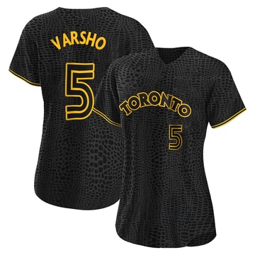 Replica Daulton Varsho Women's Toronto Blue Jays Black Snake Skin City Jersey
