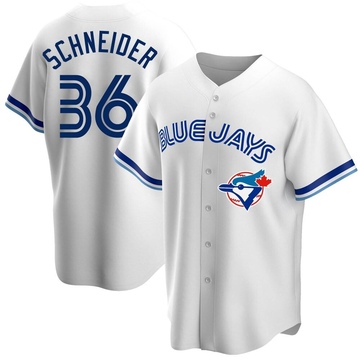 Replica Davis Schneider Men's Toronto Blue Jays White Home Cooperstown Collection Jersey