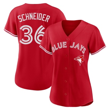Replica Davis Schneider Women's Toronto Blue Jays Red Canada Day Jersey
