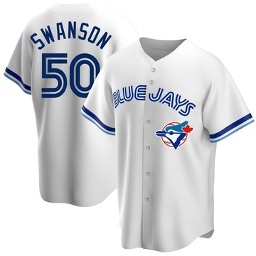 Replica Erik Swanson Men's Toronto Blue Jays White Home Cooperstown Collection Jersey
