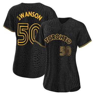 Replica Erik Swanson Women's Toronto Blue Jays Black Snake Skin City Jersey