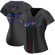 Replica Hyun Jin Ryu Women's Toronto Blue Jays Black Holographic Alternate Jersey
