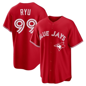 Replica Hyun Jin Ryu Youth Toronto Blue Jays Red Canada Day Jersey