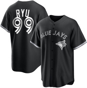 Replica Hyun Jin Ryu Youth Toronto Blue Jays White Black/ Jersey