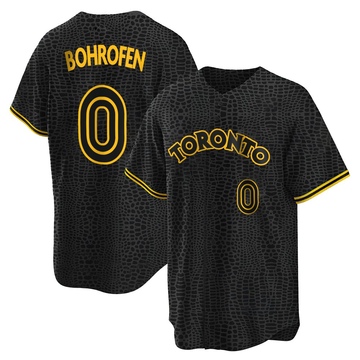 Replica Jace Bohrofen Men's Toronto Blue Jays Black Snake Skin City Jersey