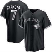 Replica Kazuma Okamoto Men's Toronto Blue Jays White Black/ Jersey