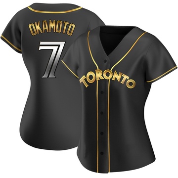 Replica Kazuma Okamoto Women's Toronto Blue Jays Black Golden Alternate Jersey