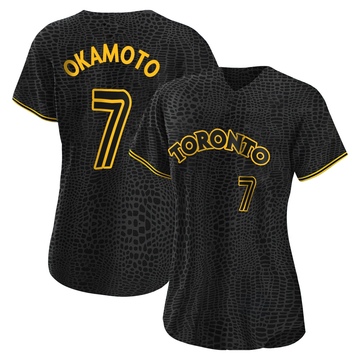 Replica Kazuma Okamoto Women's Toronto Blue Jays Black Snake Skin City Jersey