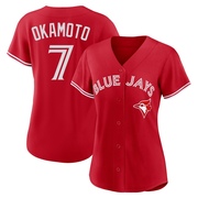 Replica Kazuma Okamoto Women's Toronto Blue Jays Red Canada Day Jersey