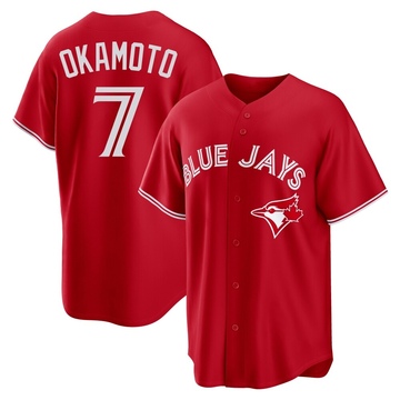 Replica Kazuma Okamoto Youth Toronto Blue Jays Red Canada Day Jersey