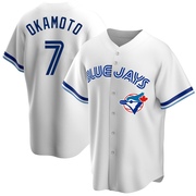 Replica Kazuma Okamoto Youth Toronto Blue Jays White Home Cooperstown Collection Jersey