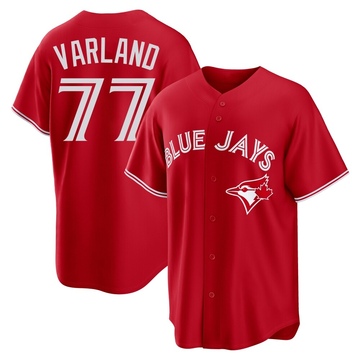 Replica Louis Varland Men's Toronto Blue Jays Red Canada Day Jersey