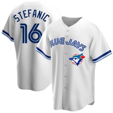 Replica Michael Stefanic Men's Toronto Blue Jays White Home Cooperstown Collection Jersey