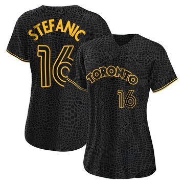 Replica Michael Stefanic Women's Toronto Blue Jays Black Snake Skin City Jersey
