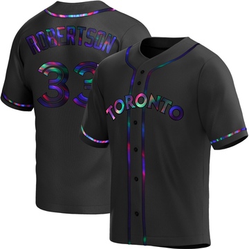 Replica Nick Robertson Men's Toronto Blue Jays Black Holographic Alternate Jersey