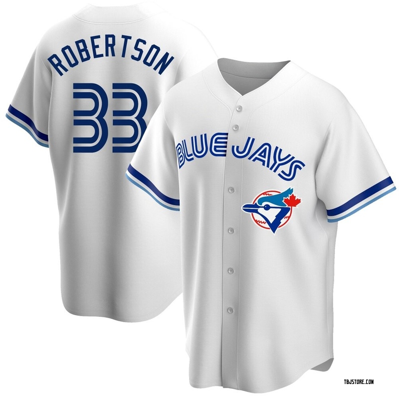 Replica Nick Robertson Men's Toronto Blue Jays White Home Cooperstown Collection Jersey