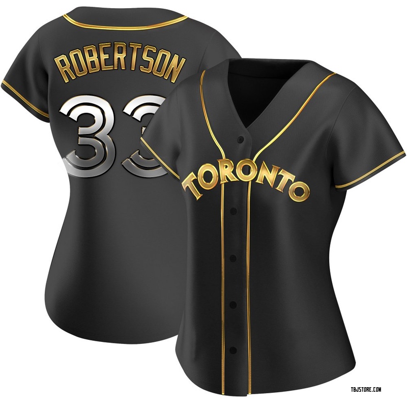 Replica Nick Robertson Women's Toronto Blue Jays Black Golden Alternate Jersey