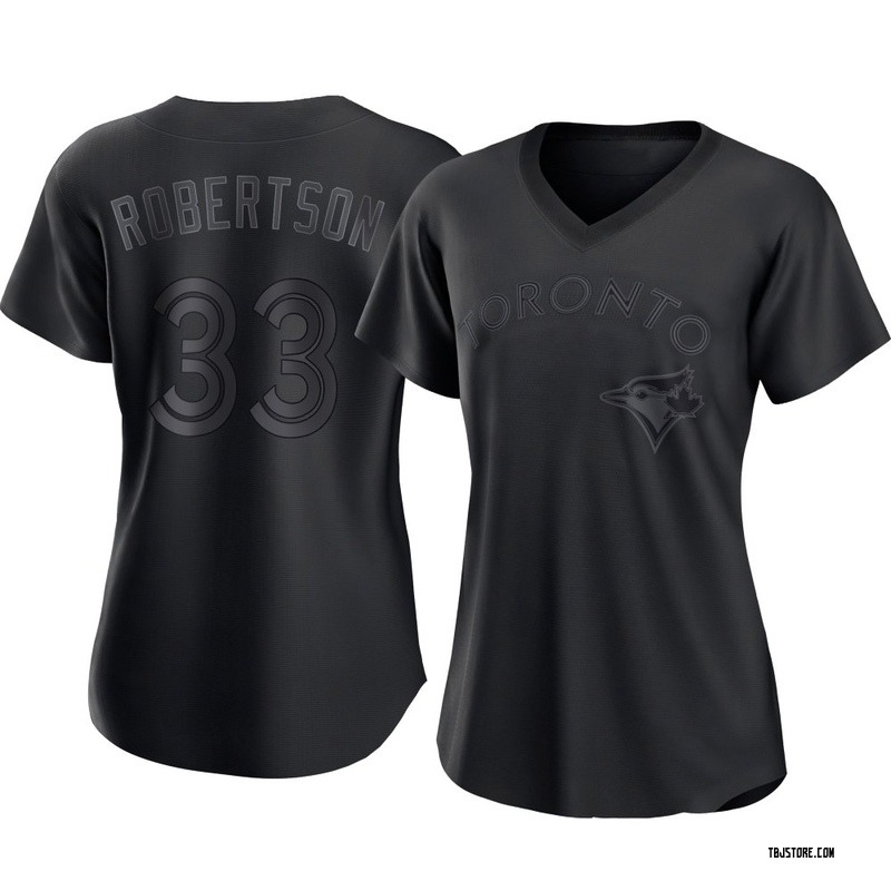 Replica Nick Robertson Women's Toronto Blue Jays Black Pitch Fashion Jersey