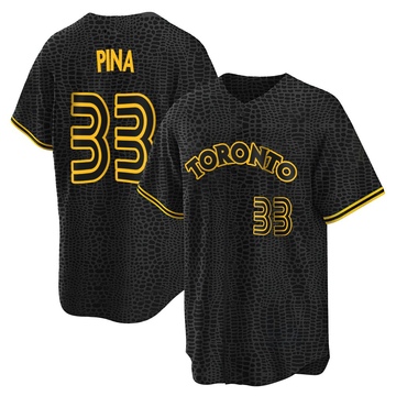 Replica Robinson Pina Men's Toronto Blue Jays Black Snake Skin City Jersey