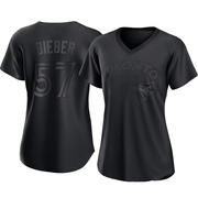 Replica Shane Bieber Women's Toronto Blue Jays Black Pitch Fashion Jersey