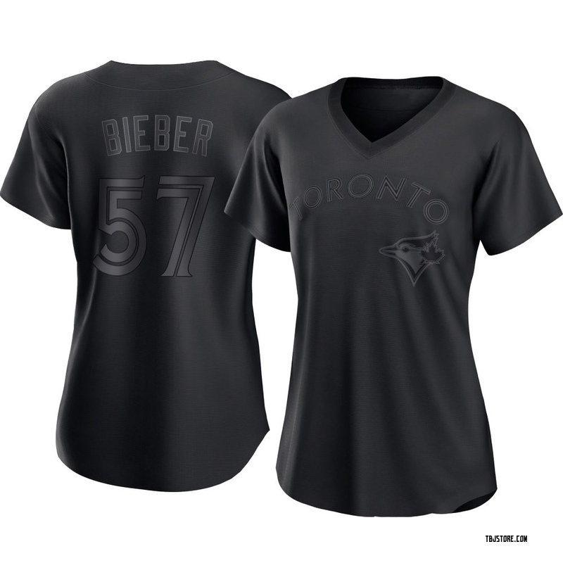 Replica Shane Bieber Women's Toronto Blue Jays Black Pitch Fashion Jersey