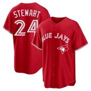 Replica Shannon Stewart Men's Toronto Blue Jays Red Canada Day Jersey